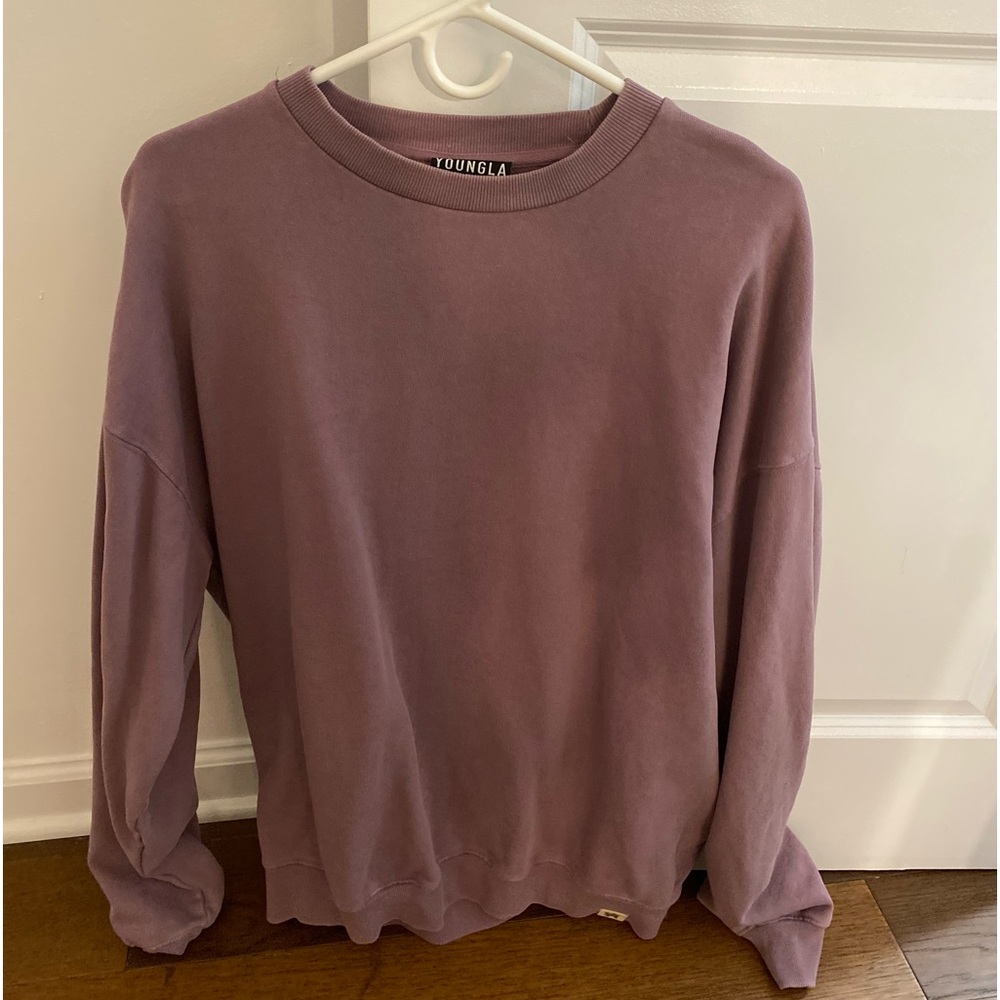 YOUNGLA OVERSIZED CREWNECK PINK SIZE LARGE